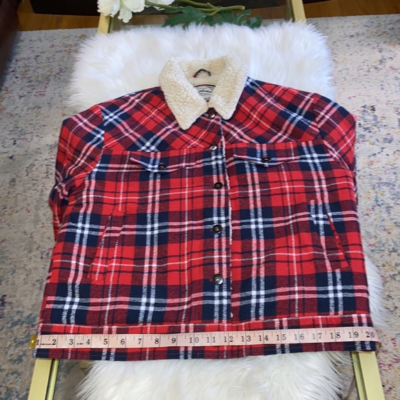 Flag&Anthem Woman’s Plaid Faux Sherpa Jacket Size Small - Picture 12 of 14